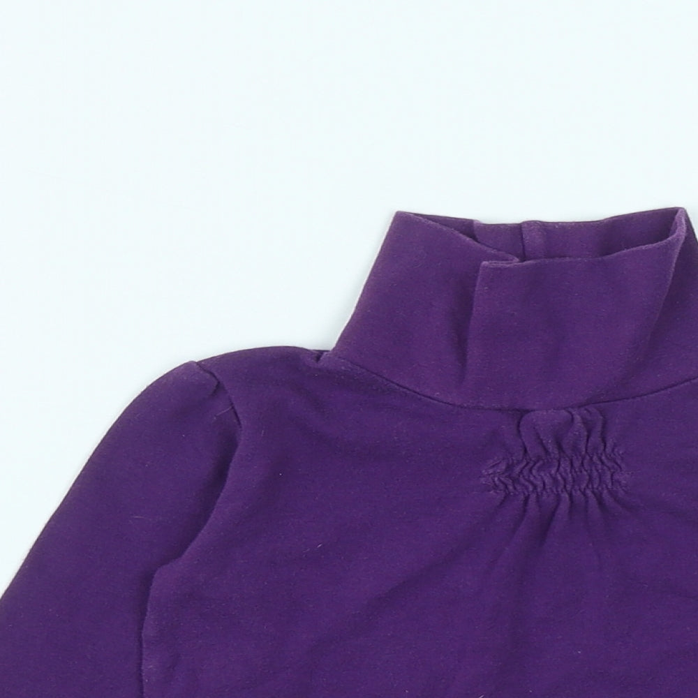 Dunnes Stores Girls Purple  Cotton Basic Casual Size 2-3 Years High Neck