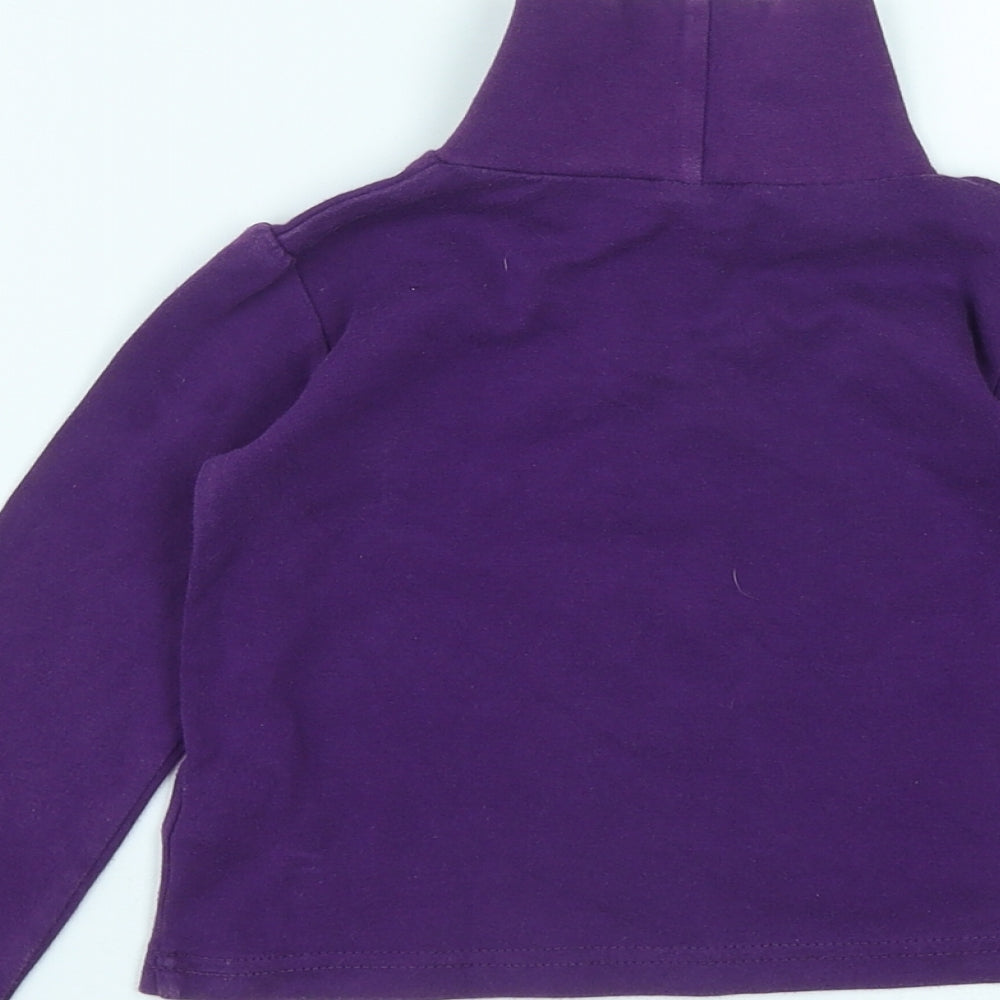 Dunnes Stores Girls Purple  Cotton Basic Casual Size 2-3 Years High Neck