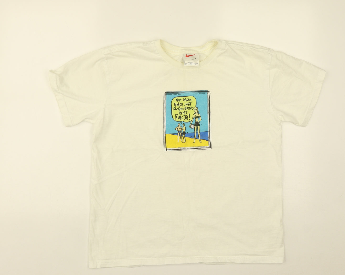 Nike Mens White  Cotton Basic T-Shirt Size L Round Neck  - Chris Rocks