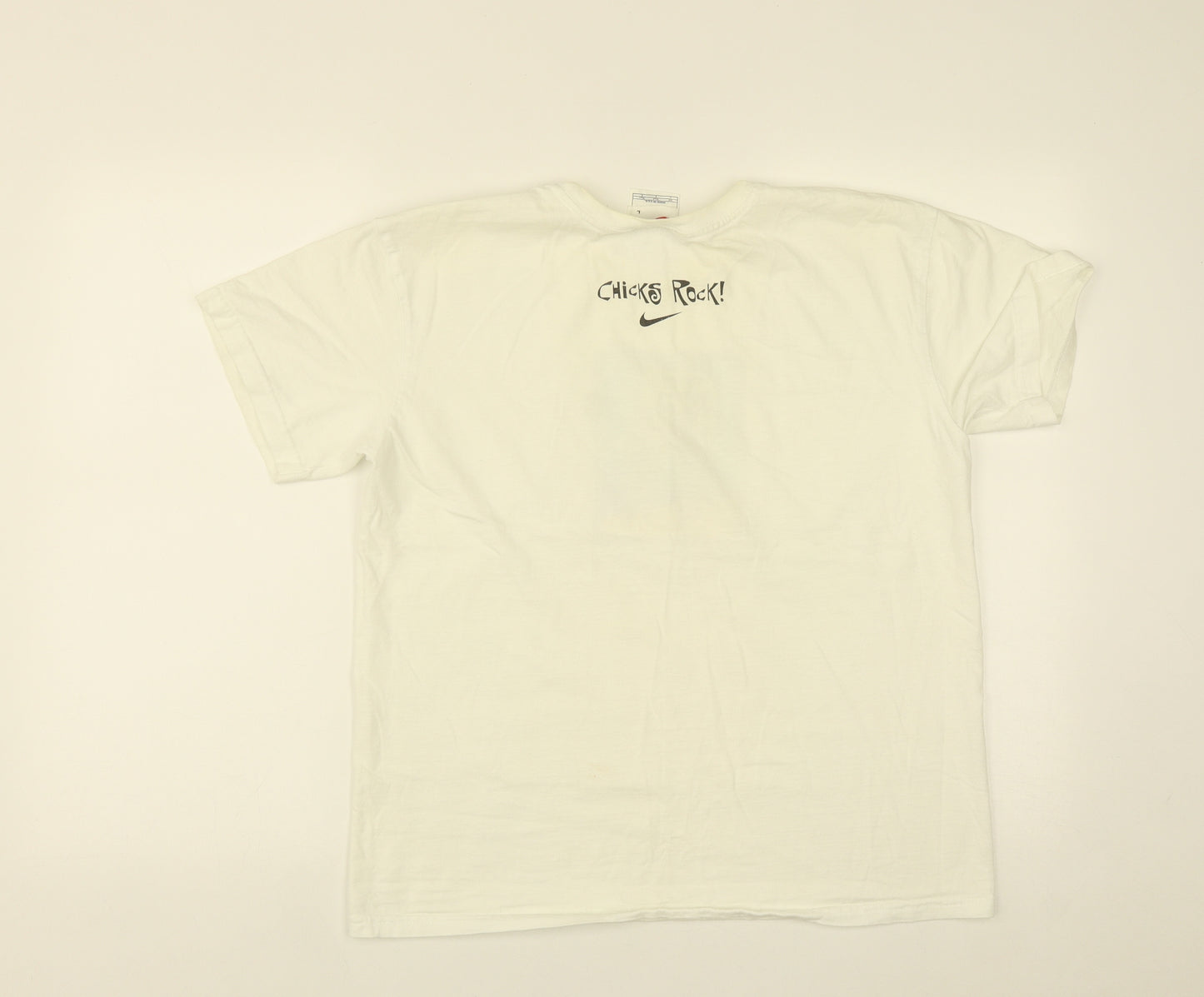 Nike Mens White  Cotton Basic T-Shirt Size L Round Neck  - Chris Rocks