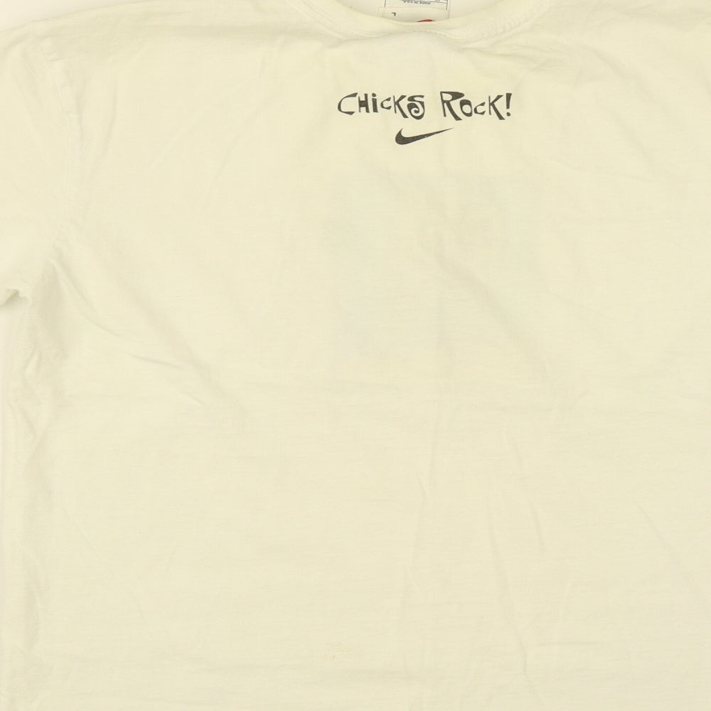 Nike Mens White  Cotton Basic T-Shirt Size L Round Neck  - Chris Rocks