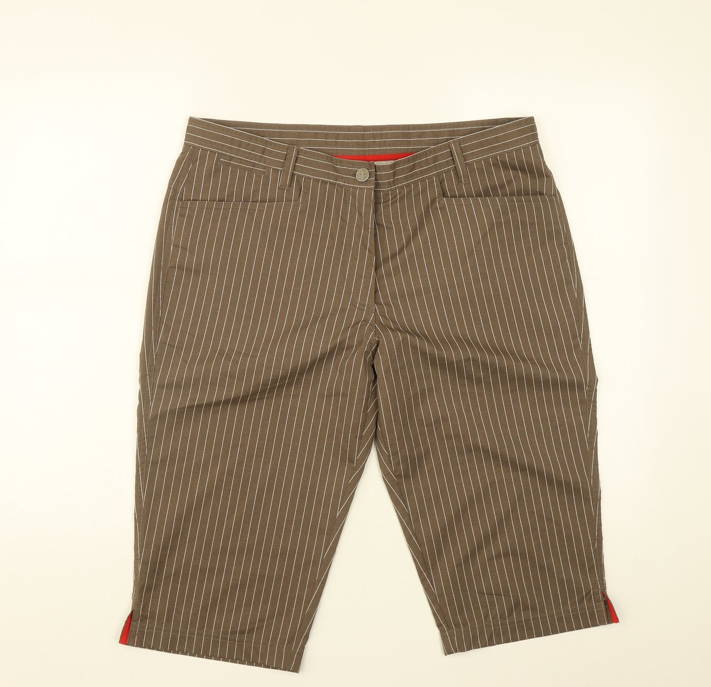 BACKTEE Mens Brown Striped Polyamide Athletic Shorts Size L L16 in Regular Zip