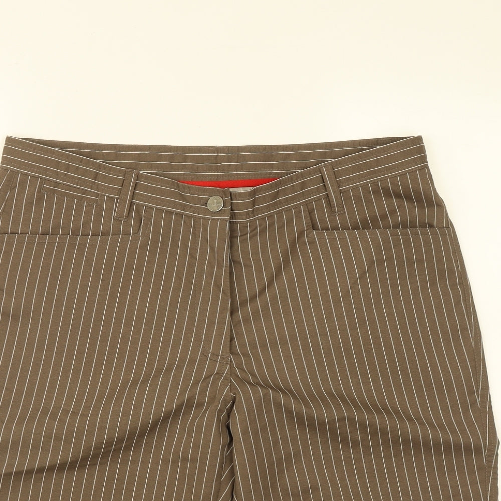 BACKTEE Mens Brown Striped Polyamide Athletic Shorts Size L L16 in Regular Zip