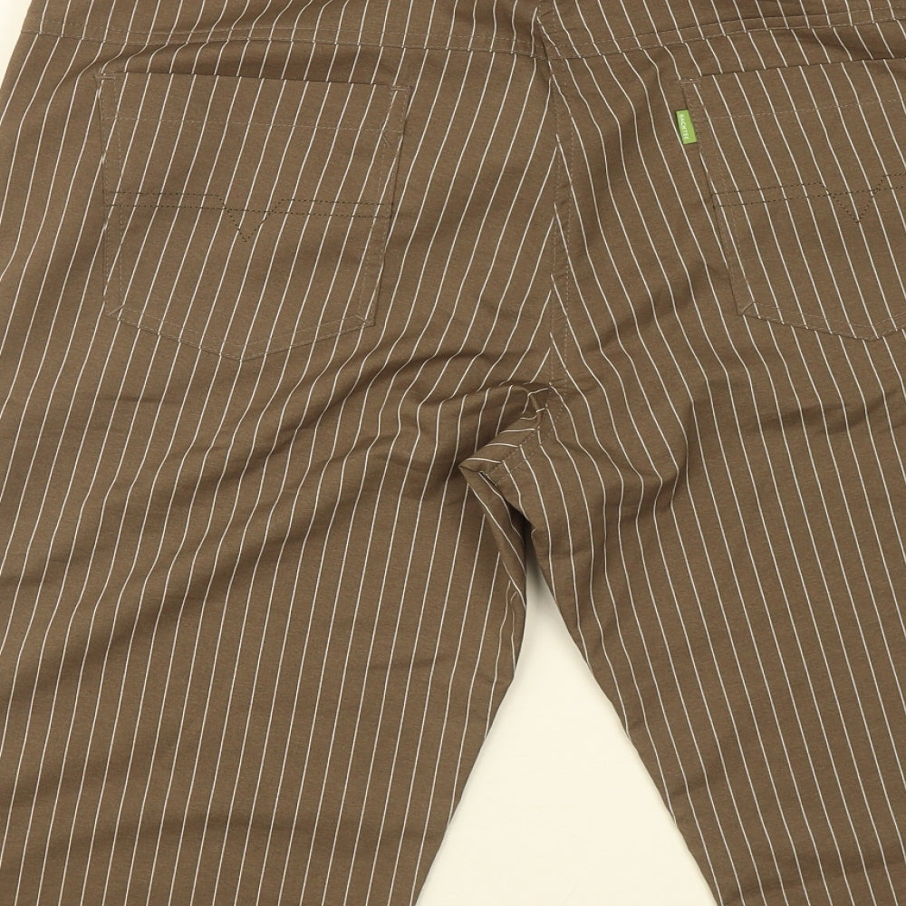 BACKTEE Mens Brown Striped Polyamide Athletic Shorts Size L L16 in Regular Zip