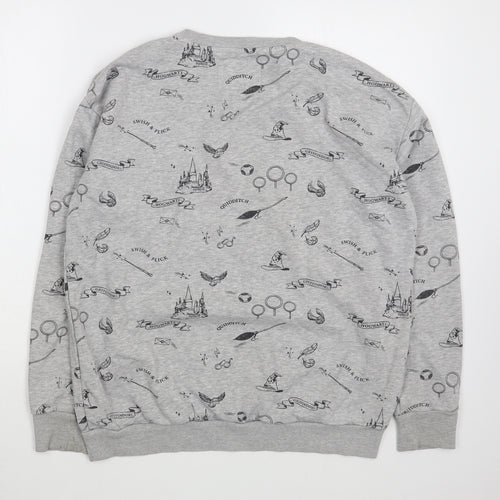 Marks and Spencer Girls Grey Geometric Cotton Pullover Sweatshirt Size 14-15 Years  Pullover