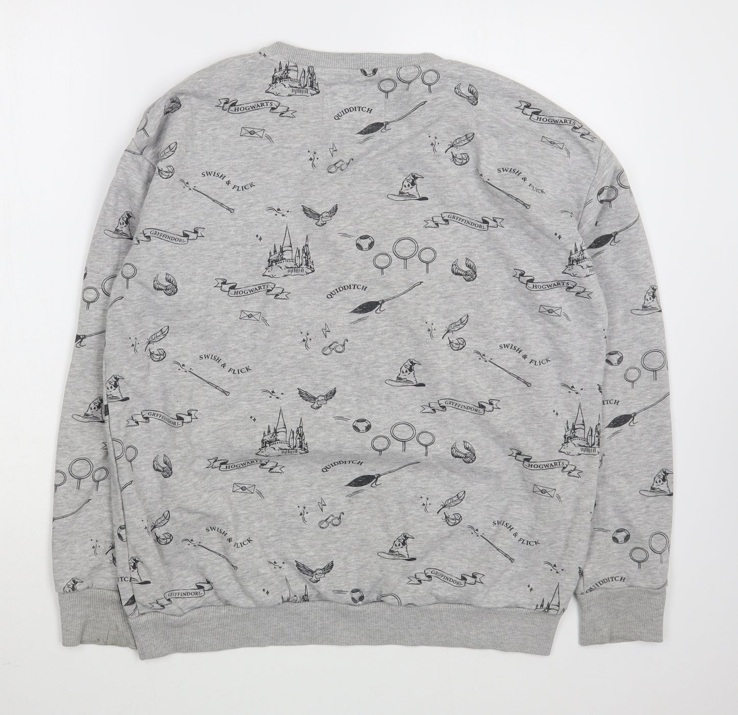 Marks and Spencer Girls Grey Geometric Cotton Pullover Sweatshirt Size 14-15 Years  Pullover