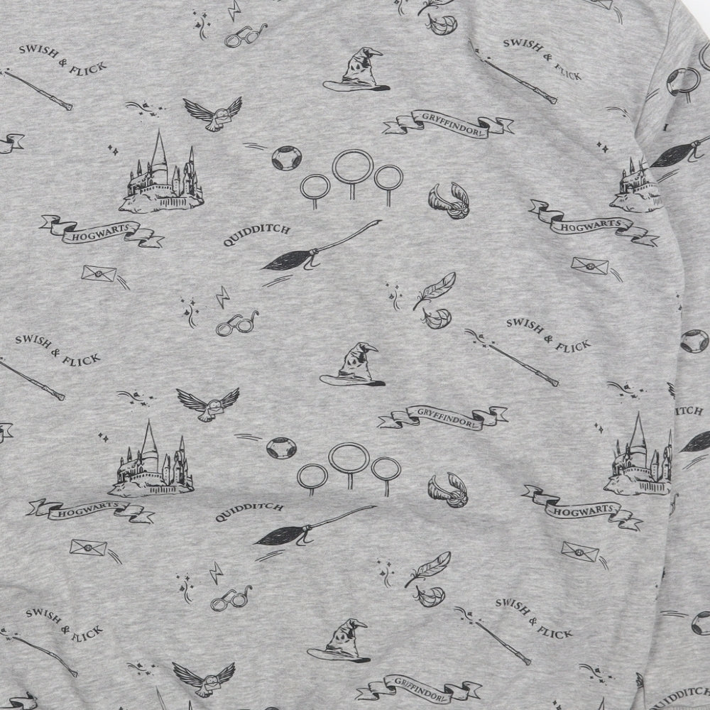 Marks and Spencer Girls Grey Geometric Cotton Pullover Sweatshirt Size 14-15 Years  Pullover
