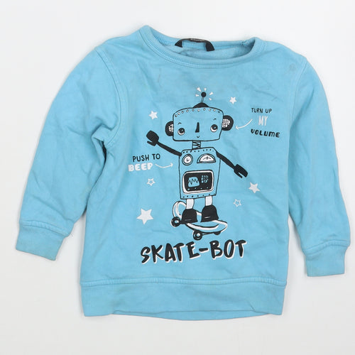 Geoge Boys Blue  Cotton Pullover Jumper Size 12-18 Months  Pullover