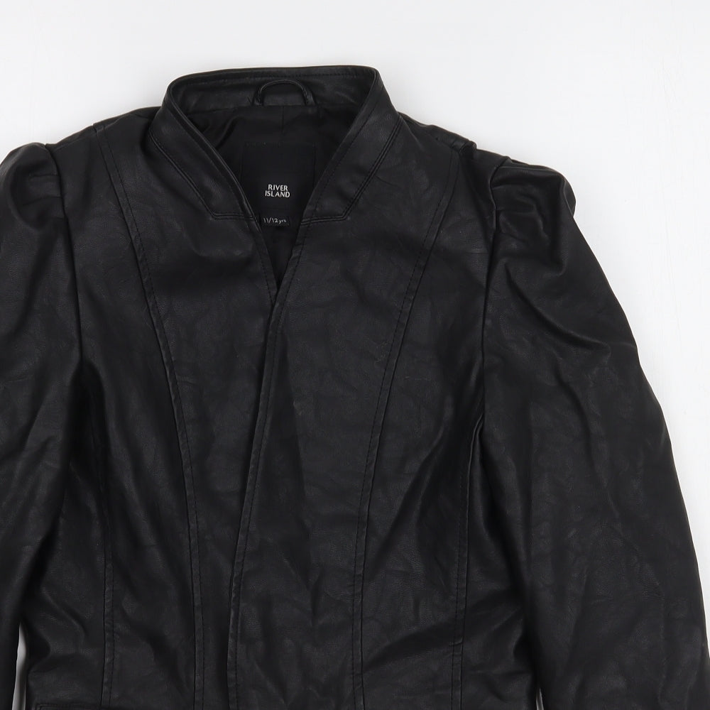 River Island Girls Black   Biker Jacket Size 11-12 Years