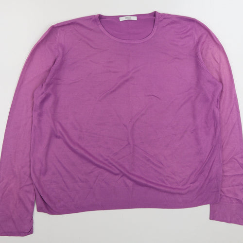 Marks and Spencer Womens Purple Round Neck  Acrylic Pullover Jumper Size 18