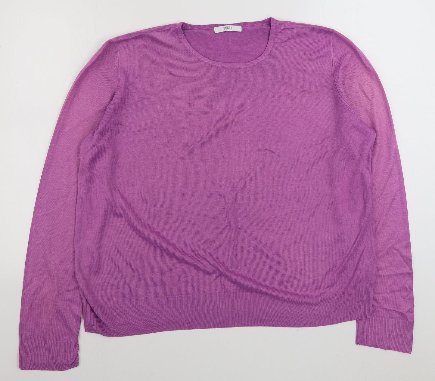 Marks and Spencer Womens Purple Round Neck  Acrylic Pullover Jumper Size 18