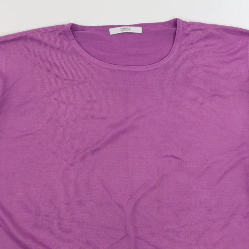 Marks and Spencer Womens Purple Round Neck  Acrylic Pullover Jumper Size 18