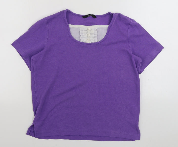 BM Womens Purple Scoop Neck  Cotton Pullover Jumper Size S