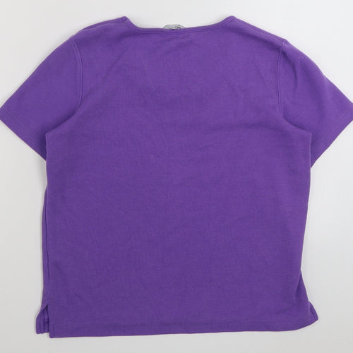 BM Womens Purple Scoop Neck  Cotton Pullover Jumper Size S