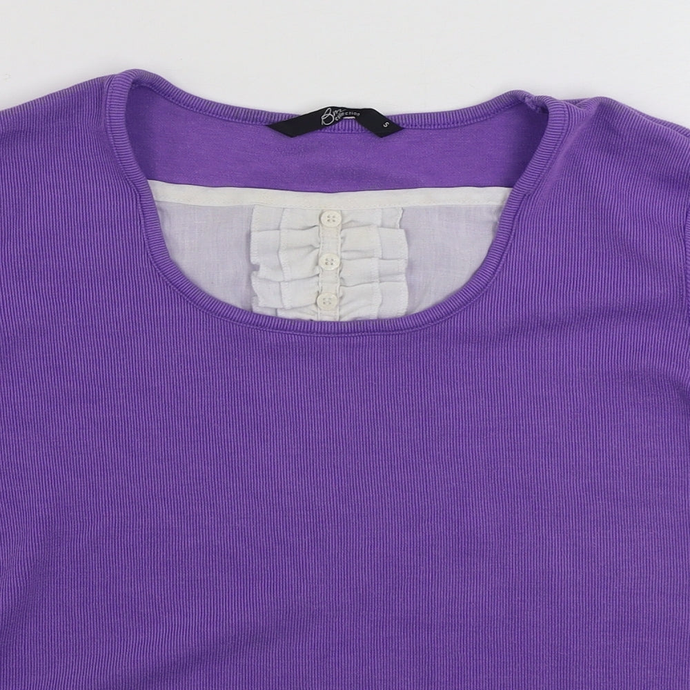 BM Womens Purple Scoop Neck  Cotton Pullover Jumper Size S