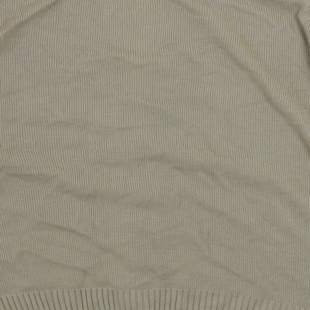 Exhibit Womens Beige V-Neck  Acrylic Cardigan Jumper Size M