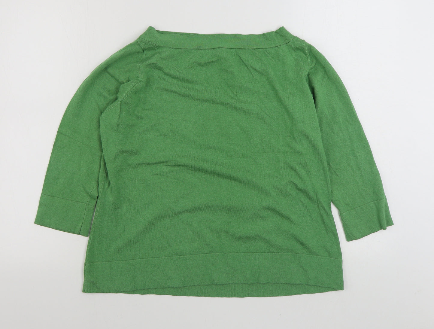 Marks and Spencer Womens Green Boat Neck  Viscose Pullover Jumper Size 22
