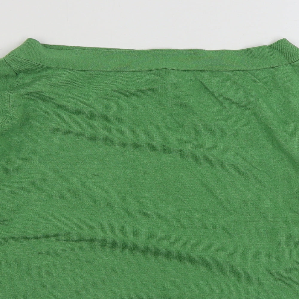 Marks and Spencer Womens Green Boat Neck  Viscose Pullover Jumper Size 22