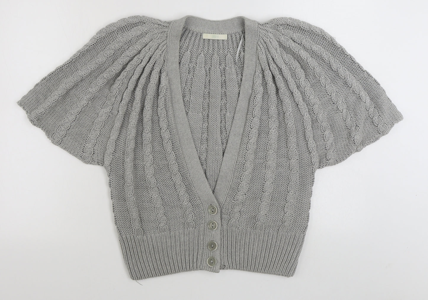 Marks and Spencer Womens Grey V-Neck  Acrylic Cardigan Jumper Size 12