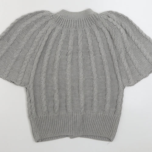 Marks and Spencer Womens Grey V-Neck  Acrylic Cardigan Jumper Size 12