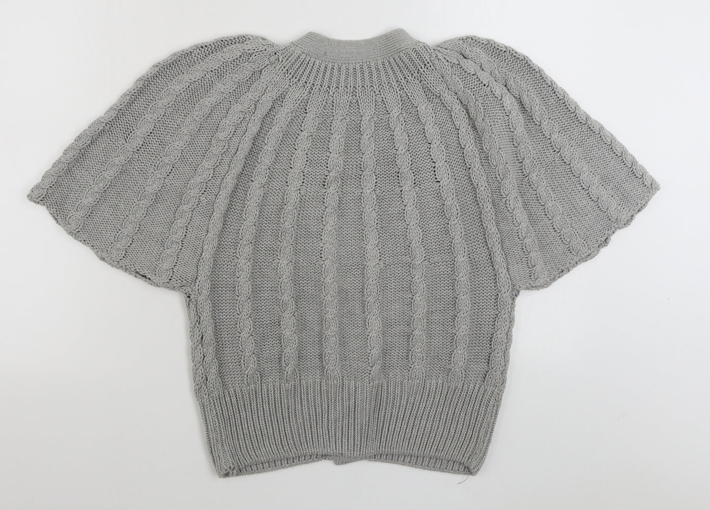 Marks and Spencer Womens Grey V-Neck  Acrylic Cardigan Jumper Size 12