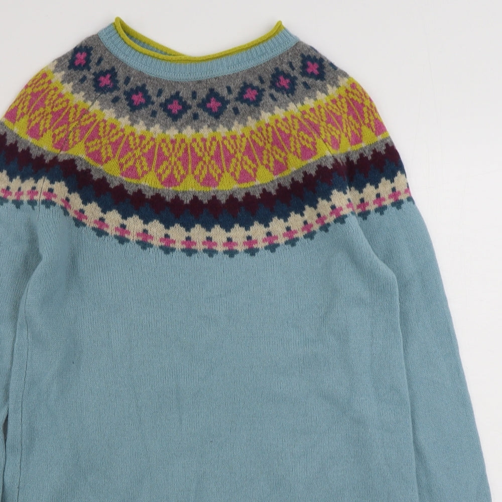 Kew 159 Womens Multicoloured Fair Isle Wool Jumper Dress  Size L  Round Neck Pullover