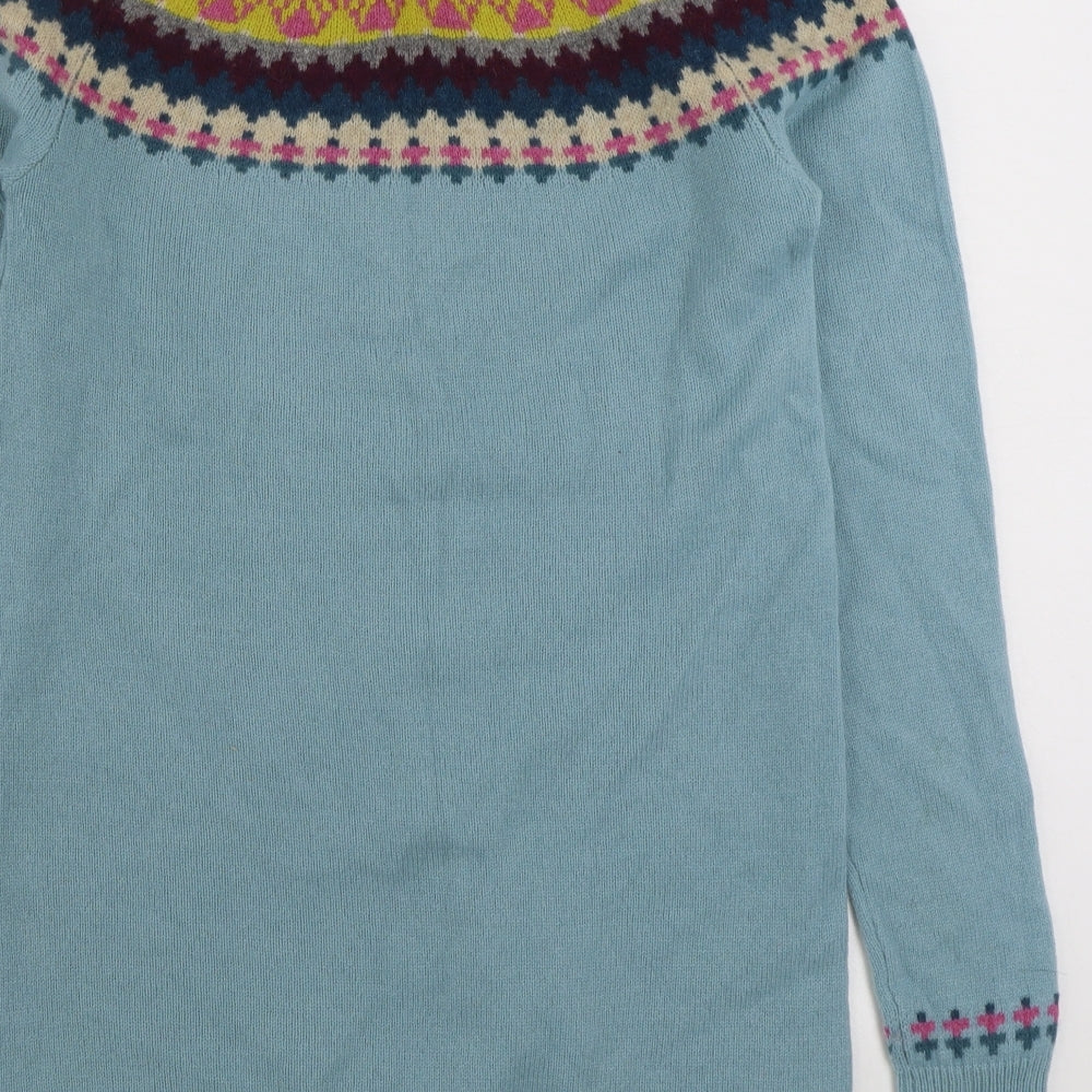 Kew 159 Womens Multicoloured Fair Isle Wool Jumper Dress  Size L  Round Neck Pullover