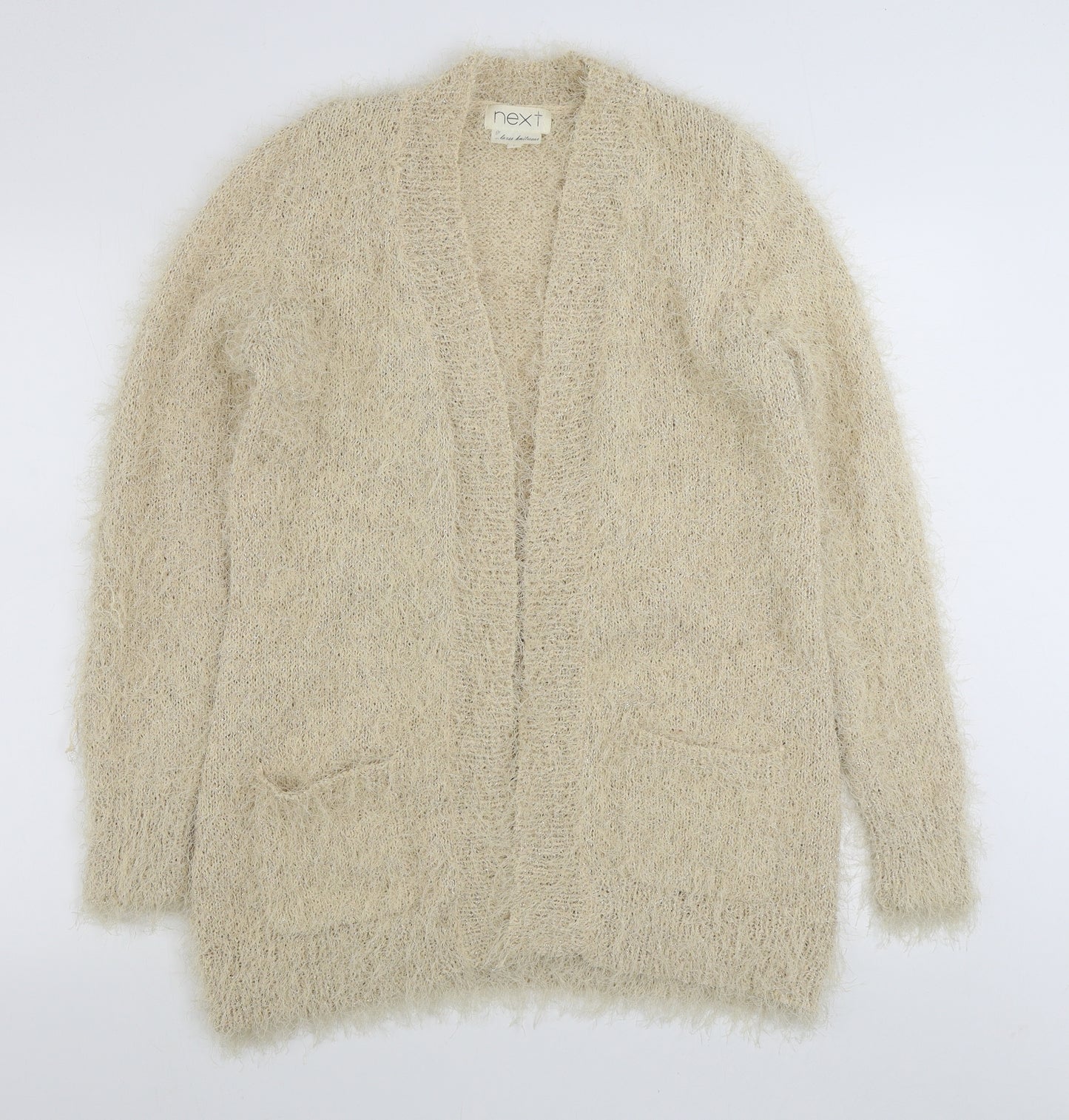 NEXT Womens Beige V-Neck  Polyester Cardigan Jumper Size L