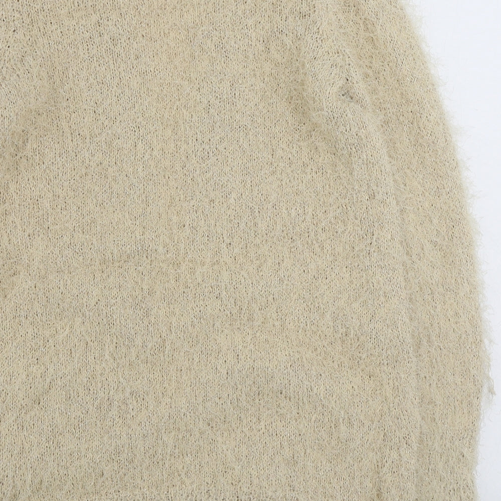 NEXT Womens Beige V-Neck  Polyester Cardigan Jumper Size L