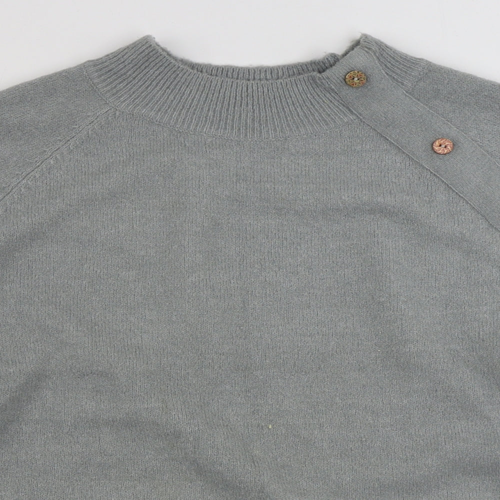 Preworn Womens Grey High Neck  Acrylic Pullover Jumper Size L