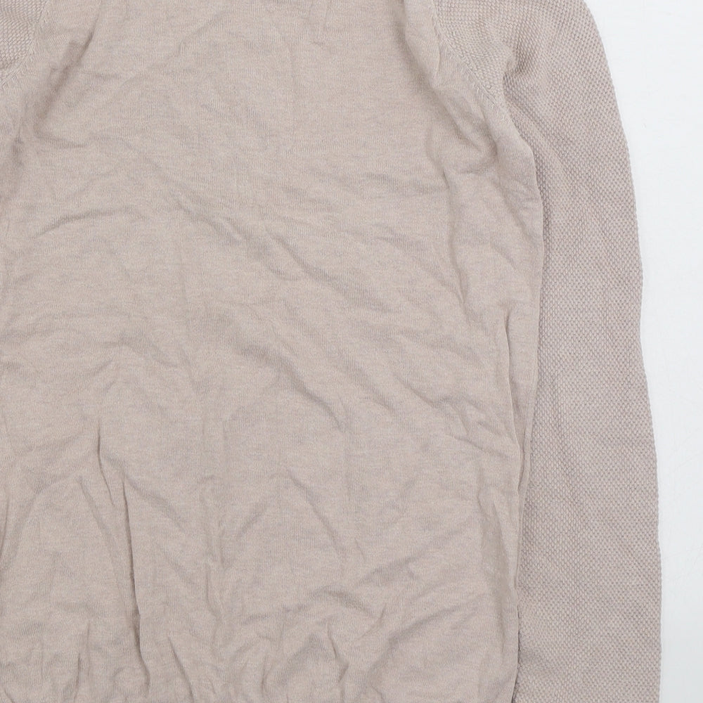 NEXT Womens Beige Round Neck  Cotton Pullover Jumper Size 8   - Christmas