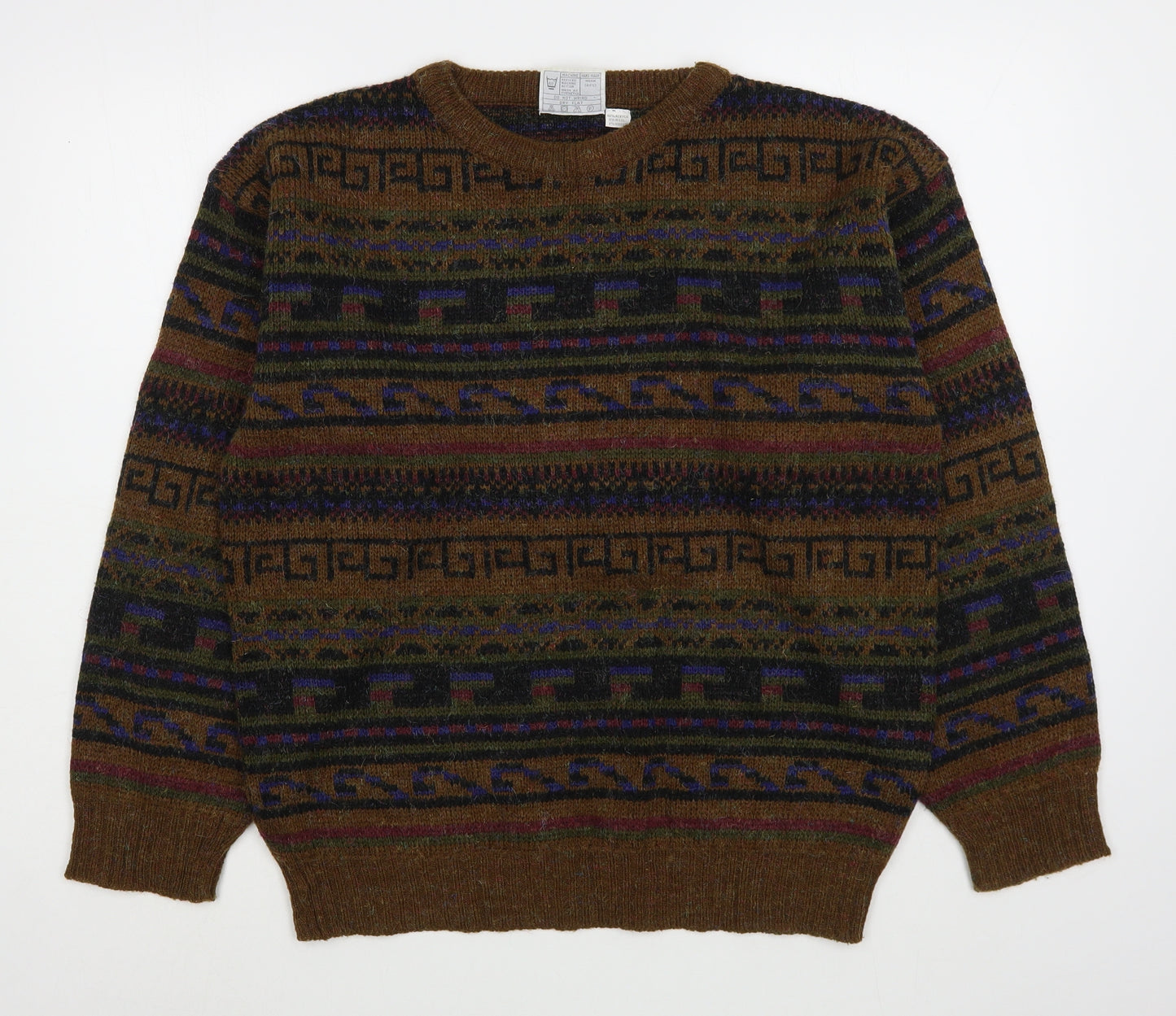 Greenwoods Mens Multicoloured Round Neck Fair Isle Acrylic Pullover Jumper Size M