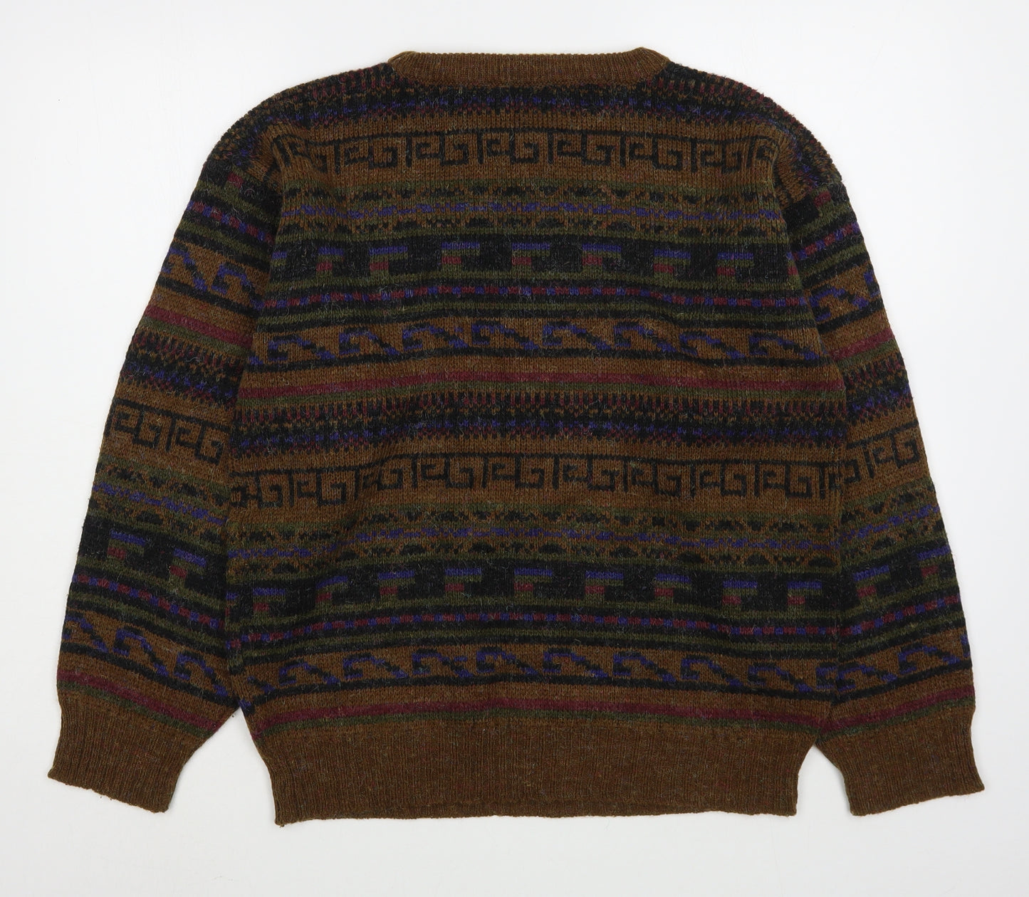 Greenwoods Mens Multicoloured Round Neck Fair Isle Acrylic Pullover Jumper Size M