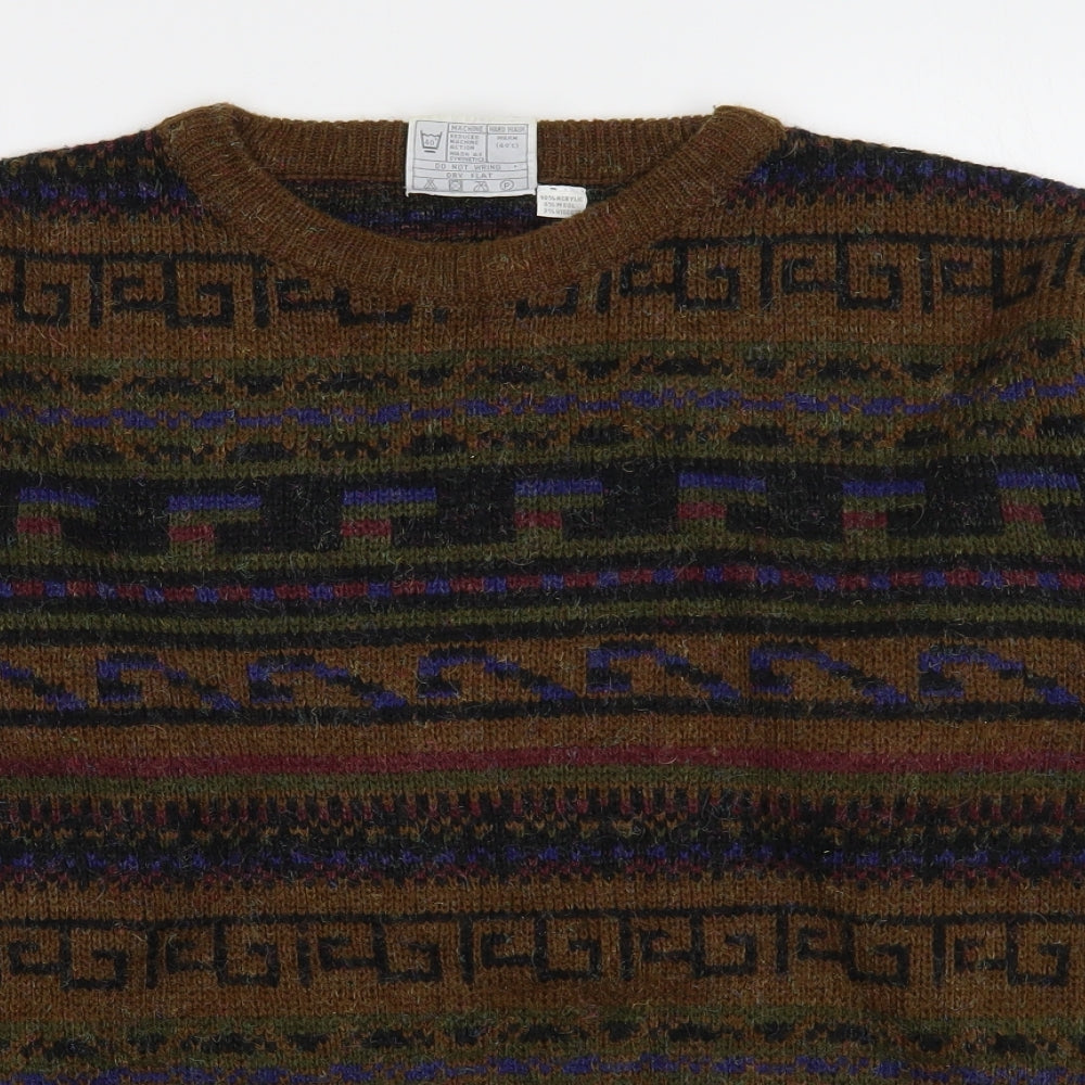 Greenwoods Mens Multicoloured Round Neck Fair Isle Acrylic Pullover Jumper Size M