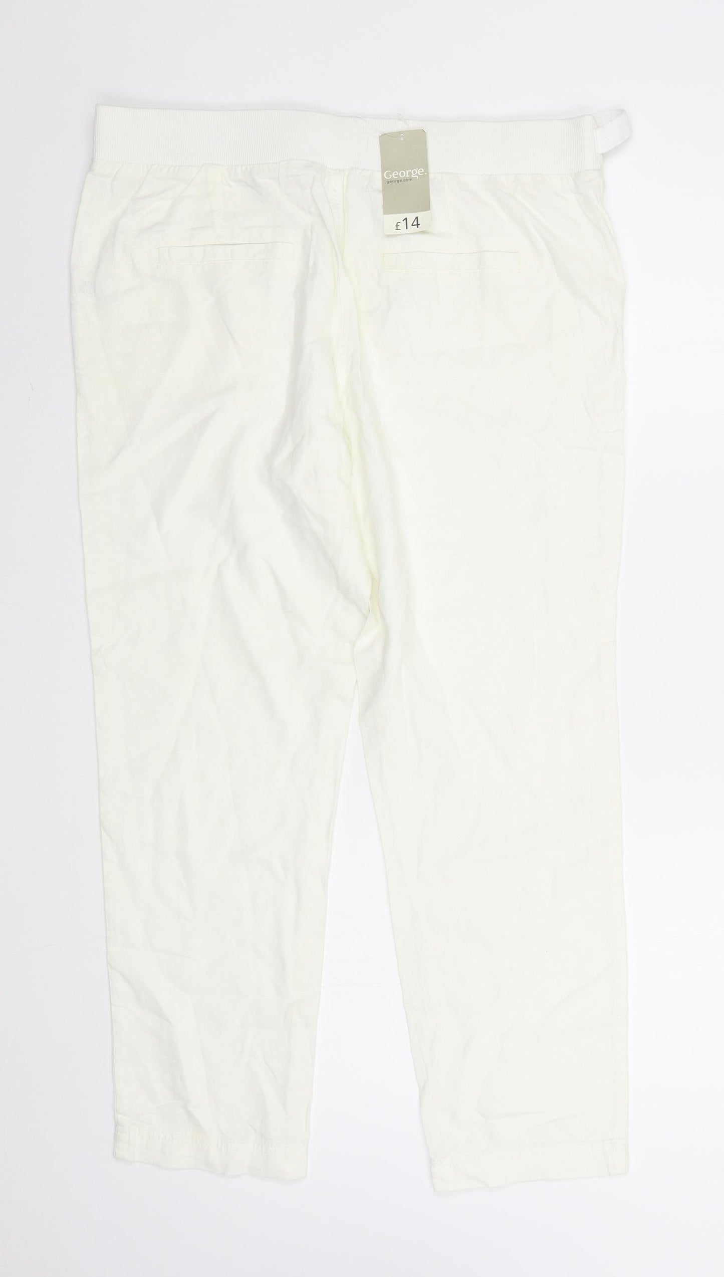 George Womens White  Viscose Trousers  Size 12 L26 in Regular