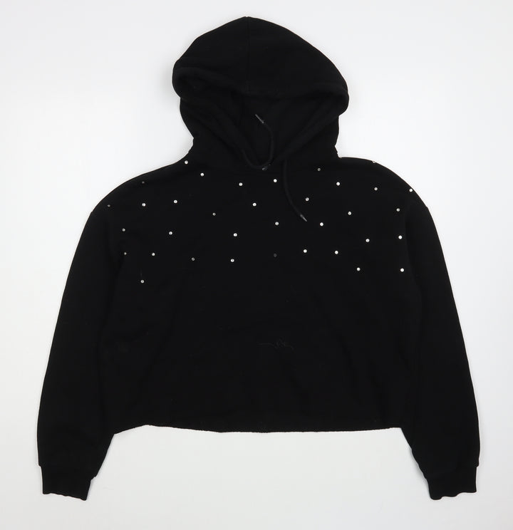 Primark Womens Black Cotton Pullover Hoodie Size L Pullover - Cropped