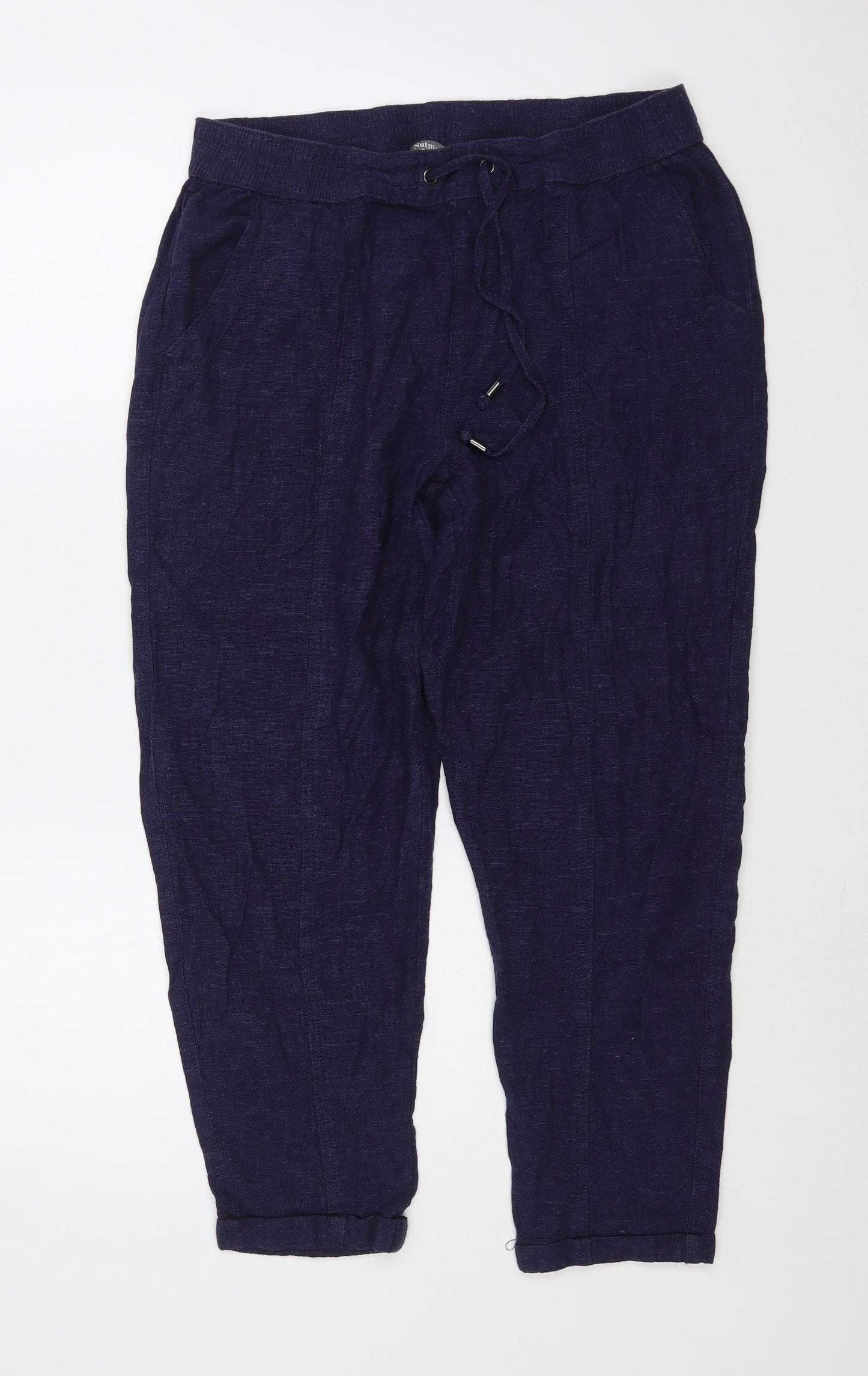Nutmeg Womens Blue  Viscose Trousers  Size 14 L24 in Regular Tie