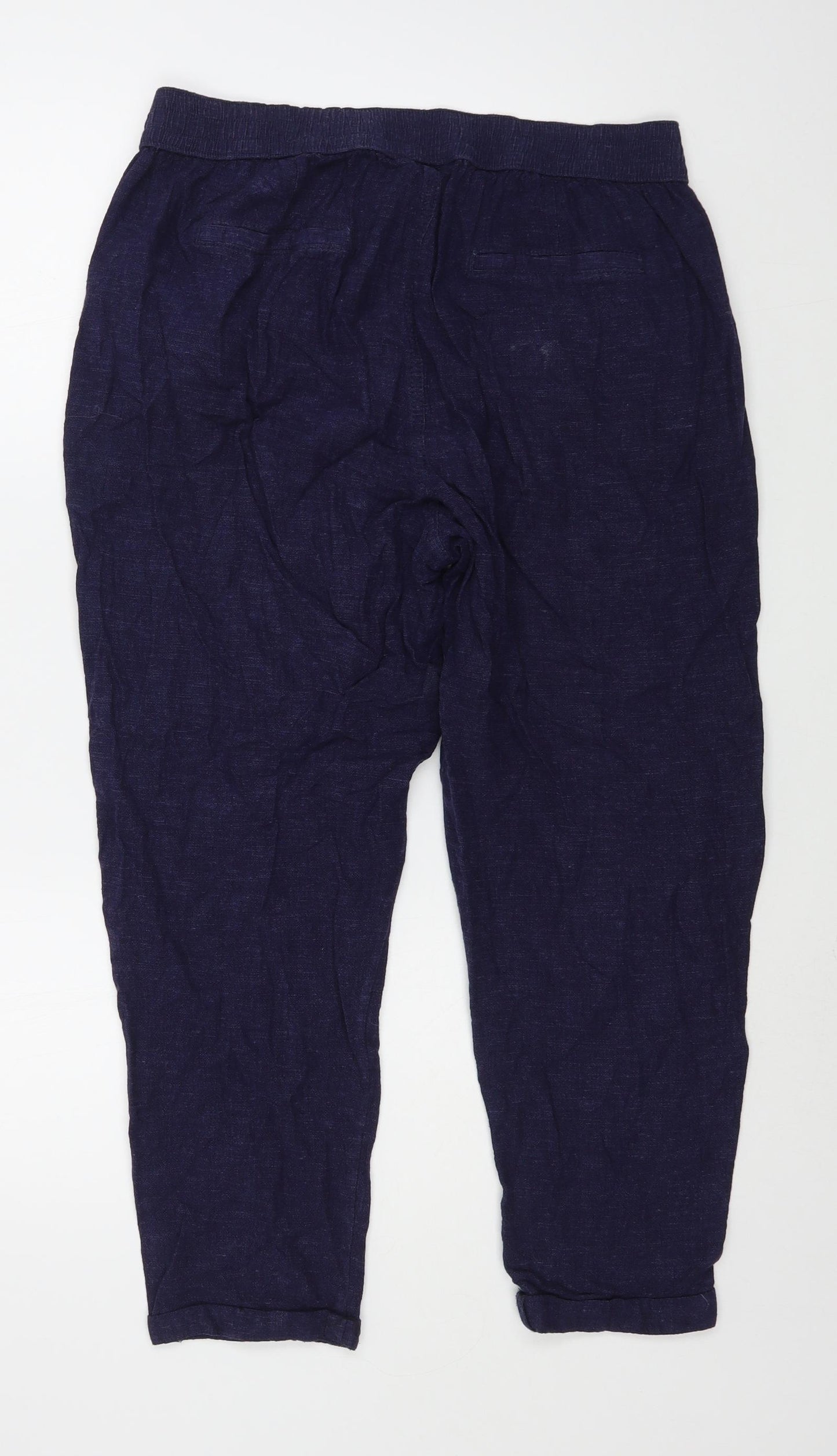 Nutmeg Womens Blue  Viscose Trousers  Size 14 L24 in Regular Tie
