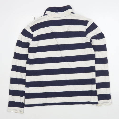 Maine Womens Blue Striped 100% Cotton Pullover Sweatshirt Size 12  Zip