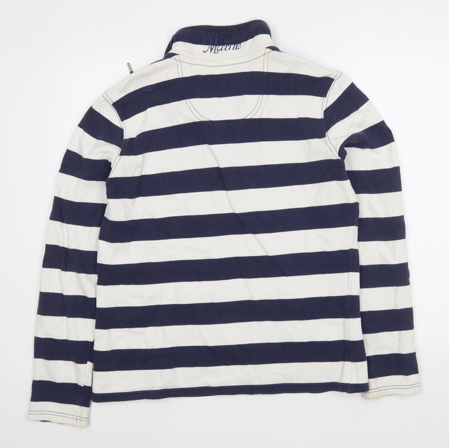 Maine Womens Blue Striped 100% Cotton Pullover Sweatshirt Size 12  Zip