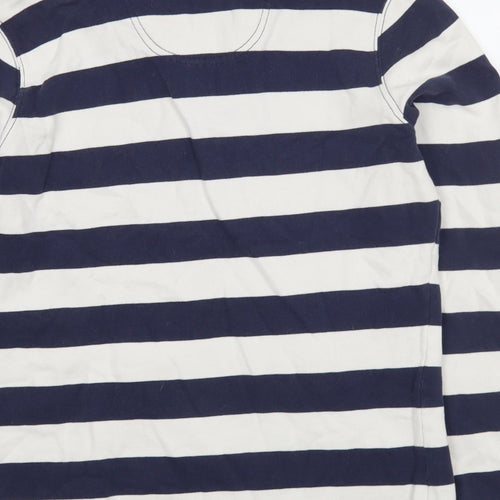 Maine Womens Blue Striped 100% Cotton Pullover Sweatshirt Size 12  Zip