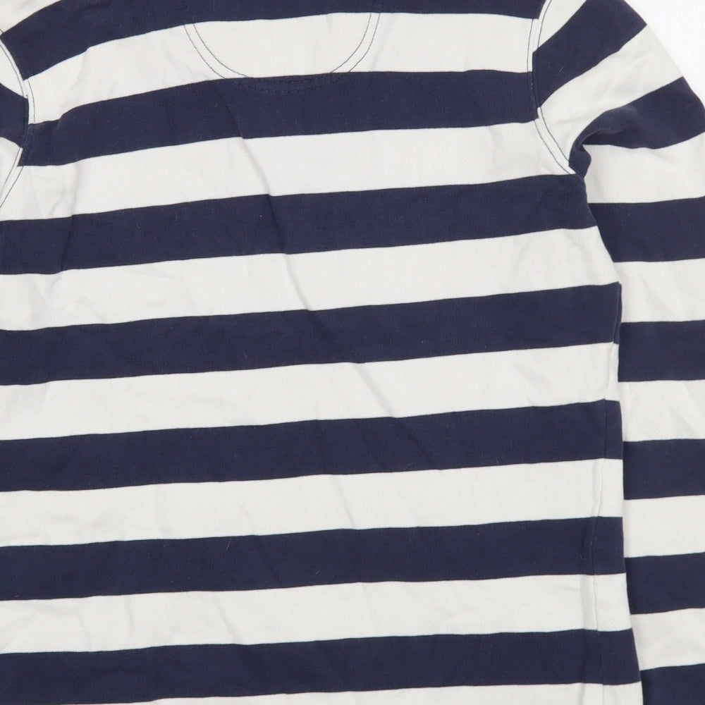 Maine Womens Blue Striped 100% Cotton Pullover Sweatshirt Size 12  Zip