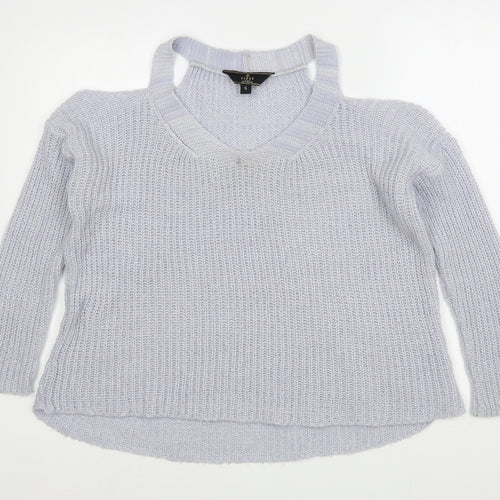 Lipsy Womens Blue Scoop Neck  Acrylic Pullover Jumper Size S