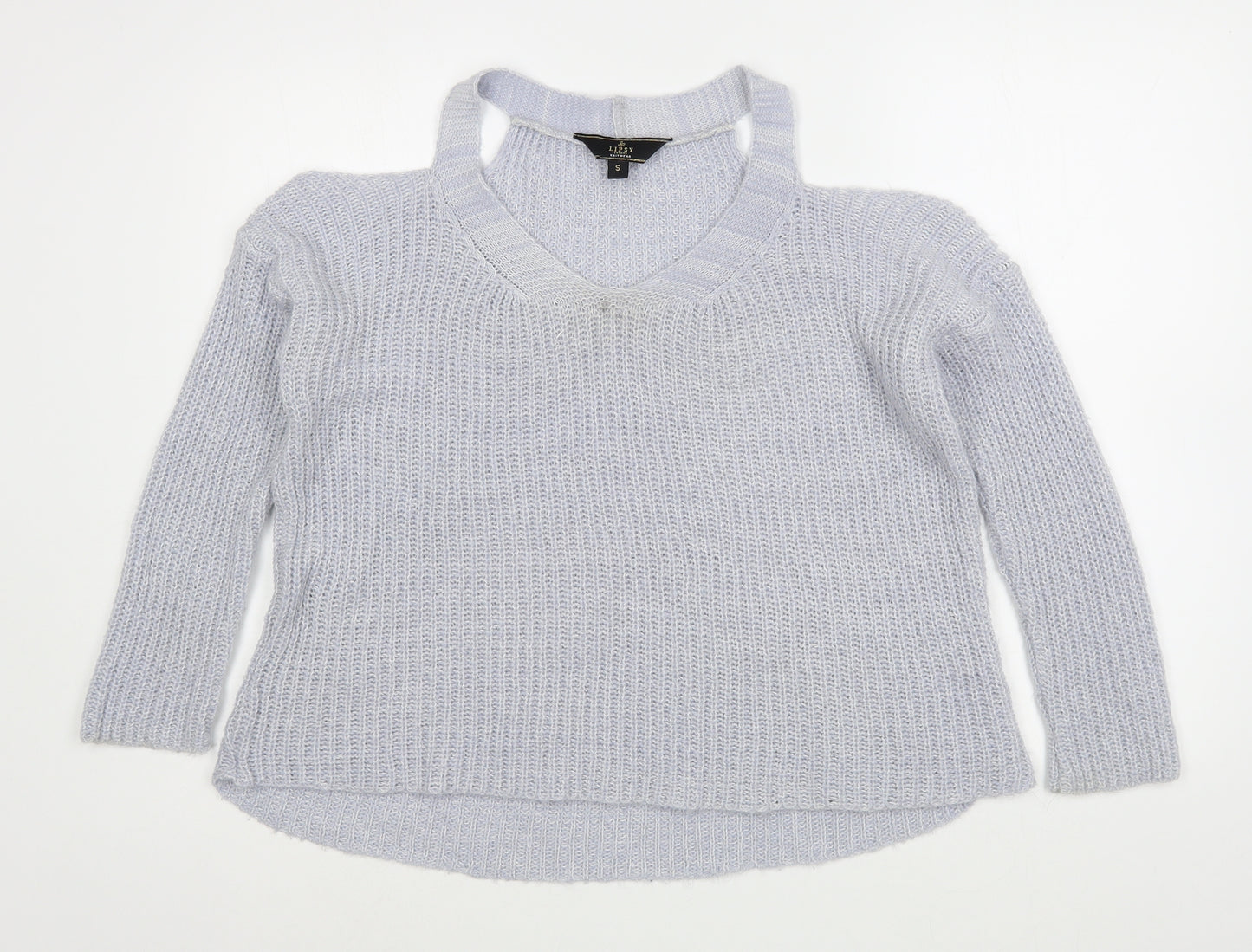 Lipsy Womens Blue Scoop Neck  Acrylic Pullover Jumper Size S