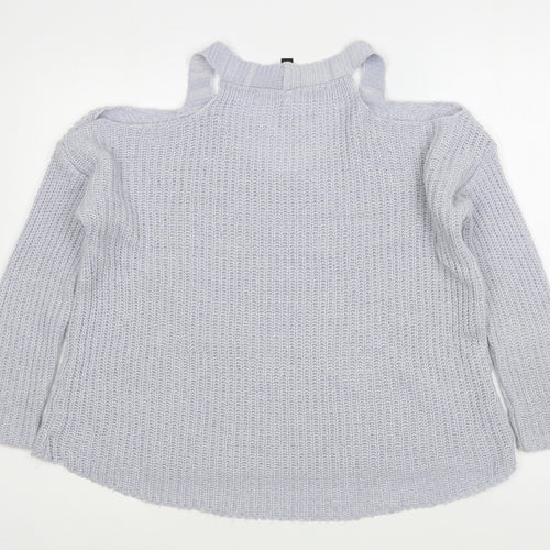 Lipsy Womens Blue Scoop Neck  Acrylic Pullover Jumper Size S