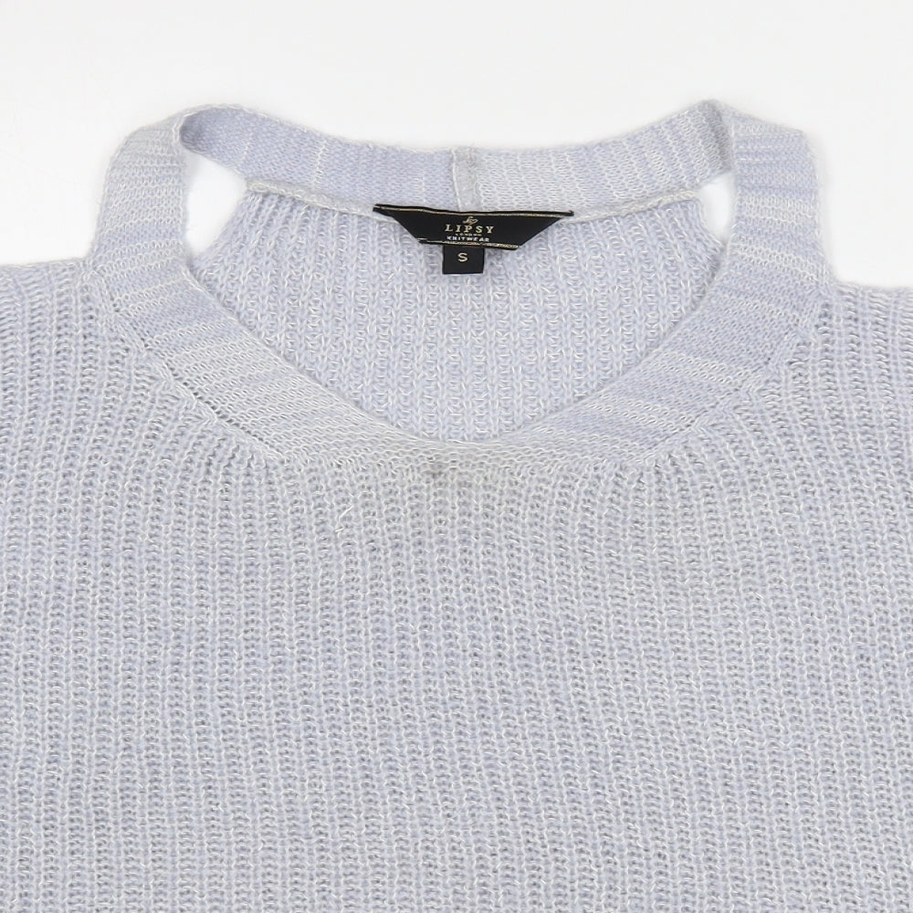 Lipsy Womens Blue Scoop Neck  Acrylic Pullover Jumper Size S