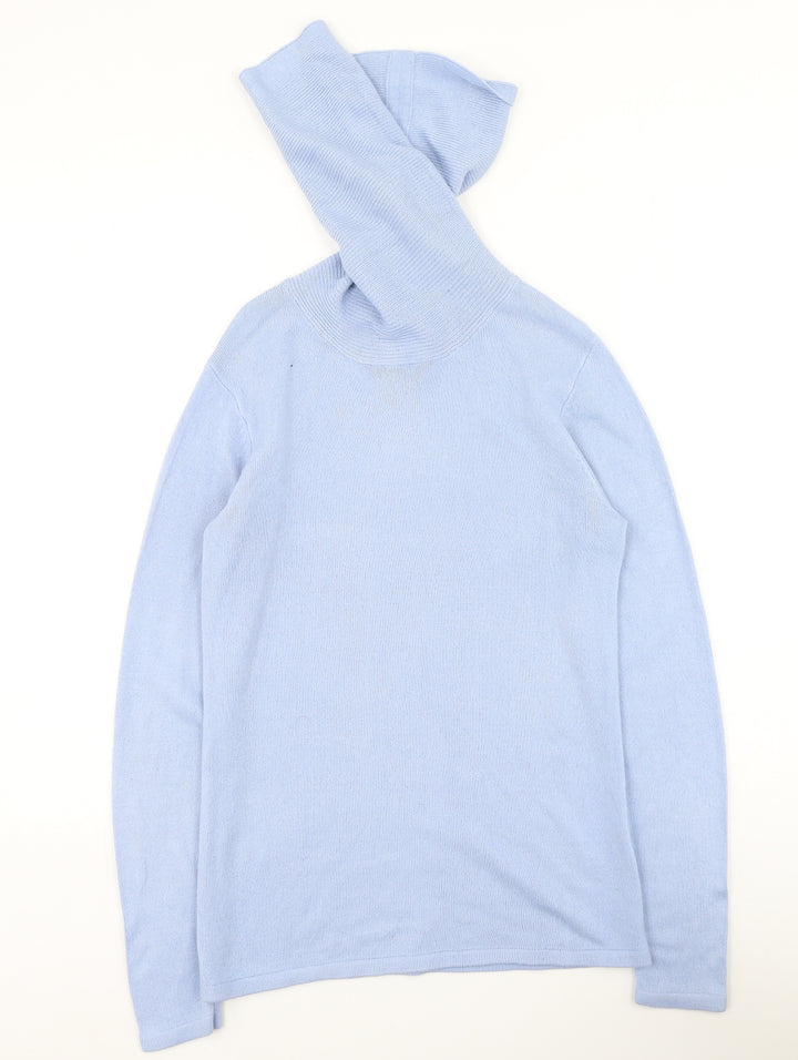 Emreco Womens Blue High Neck Acrylic Pullover Jumper Size 10