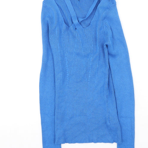 Brave Soul Womens Blue Scoop Neck  Viscose Pullover Jumper Size S