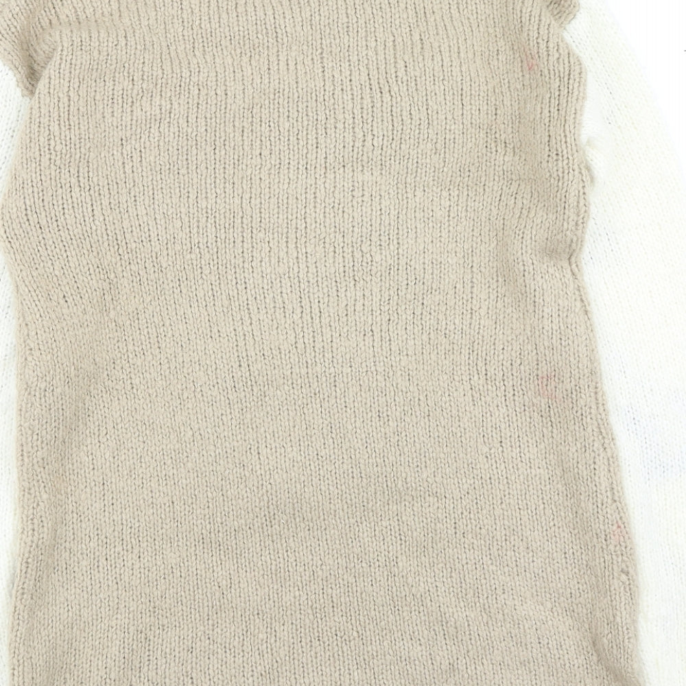 Next  Womens Beige Round Neck  Acrylic Pullover Jumper Size 10   - Christmas Jumper