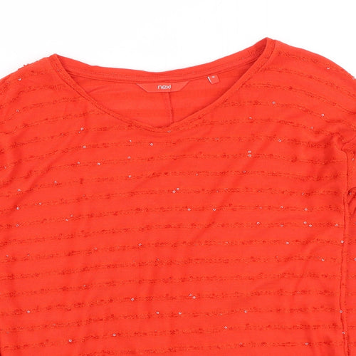 Next  Womens Red  Polyester Basic T-Shirt Size 12 Round Neck